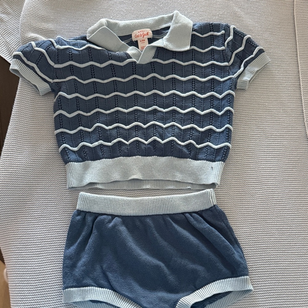 Cat & Jack Blue and White Knit Set